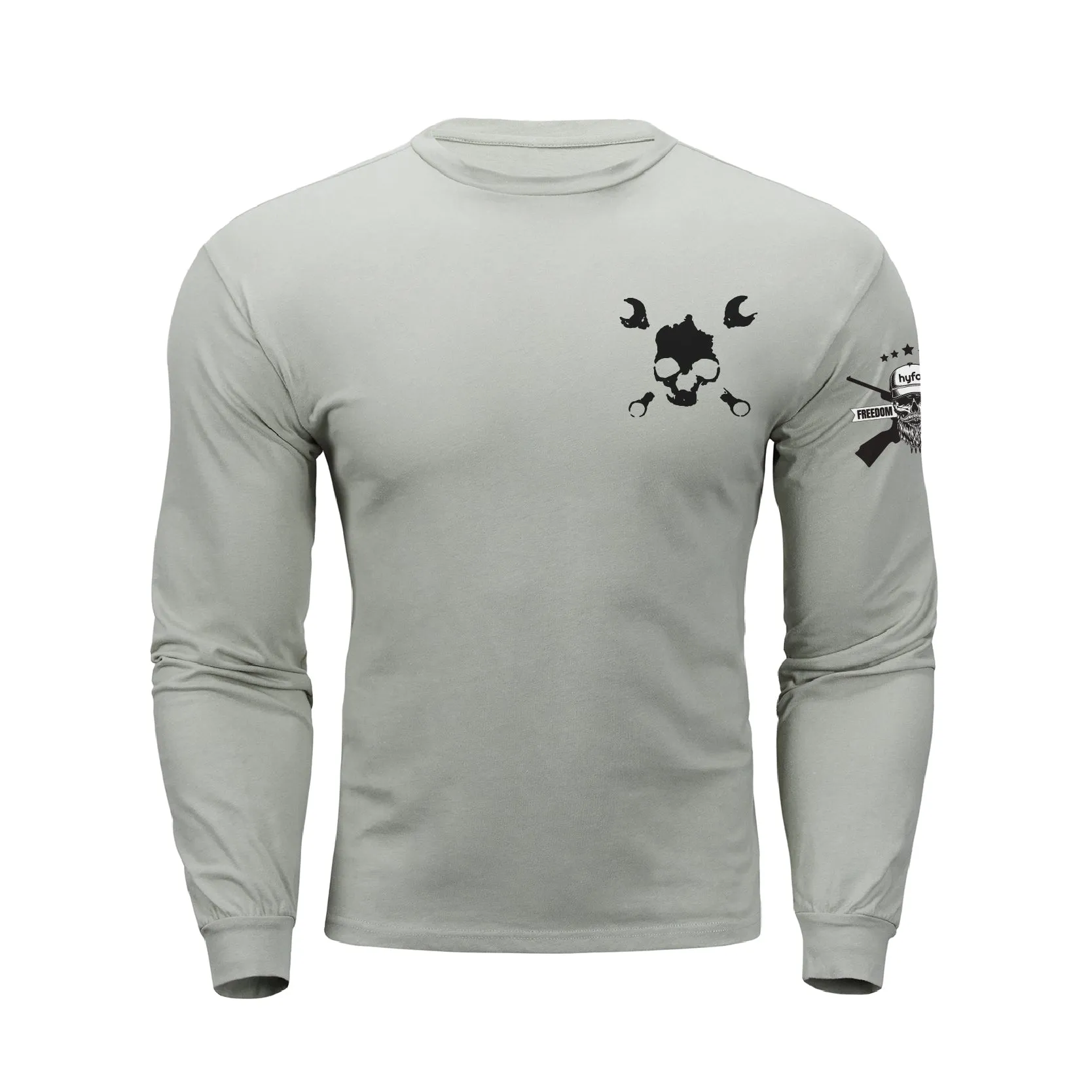 NOBODY CARES SKULL  GRAPHIC LONG SLEEVE T-SHIRT