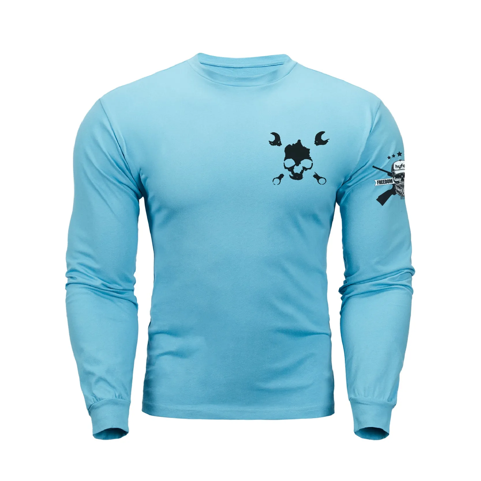 NOBODY CARES SKULL  GRAPHIC LONG SLEEVE T-SHIRT