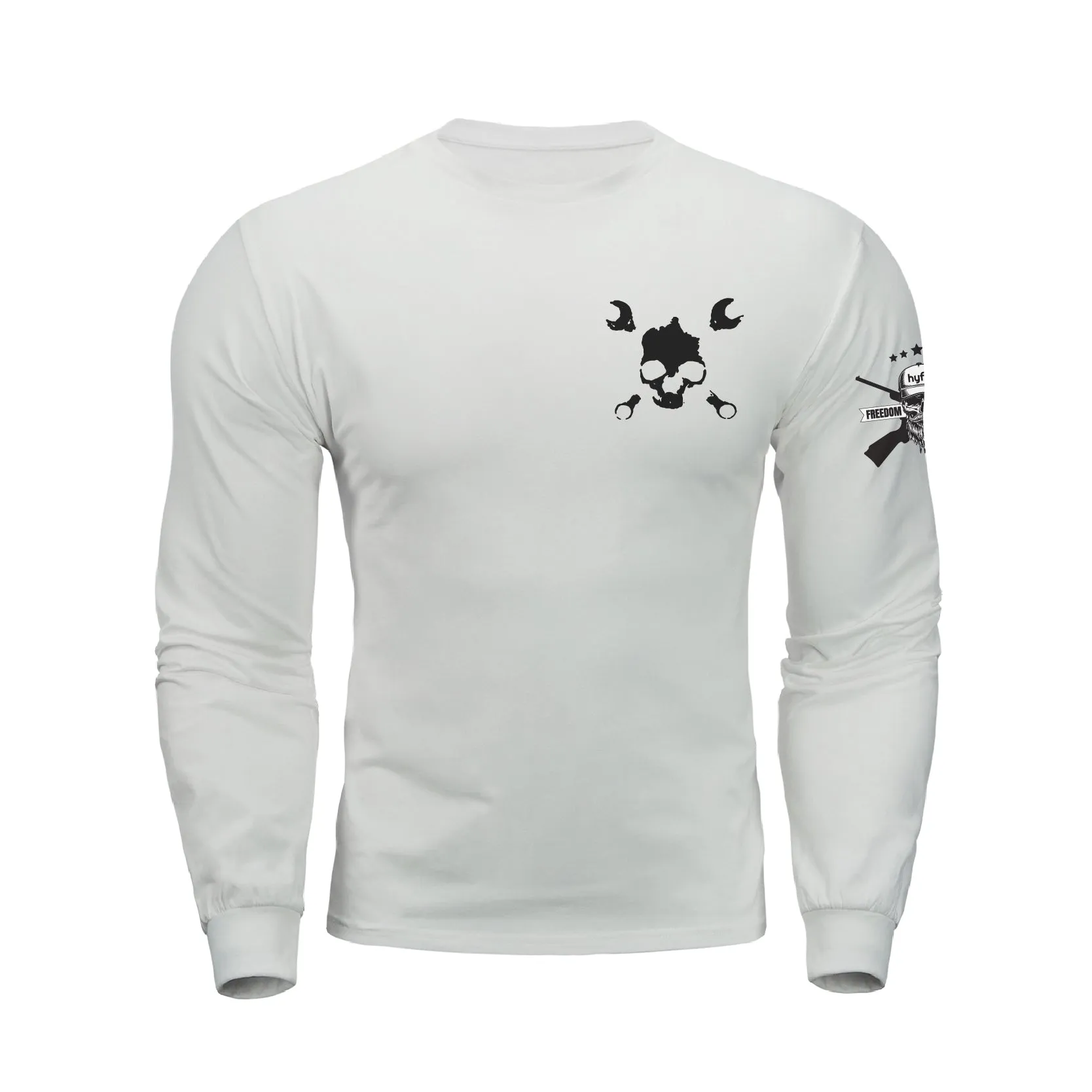 NOBODY CARES SKULL  GRAPHIC LONG SLEEVE T-SHIRT