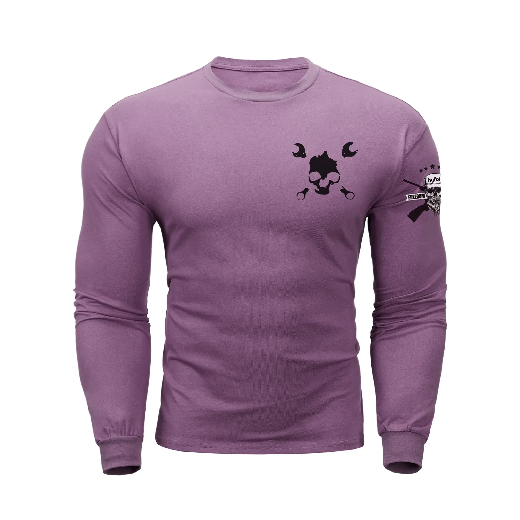 NOBODY CARES SKULL  GRAPHIC LONG SLEEVE T-SHIRT
