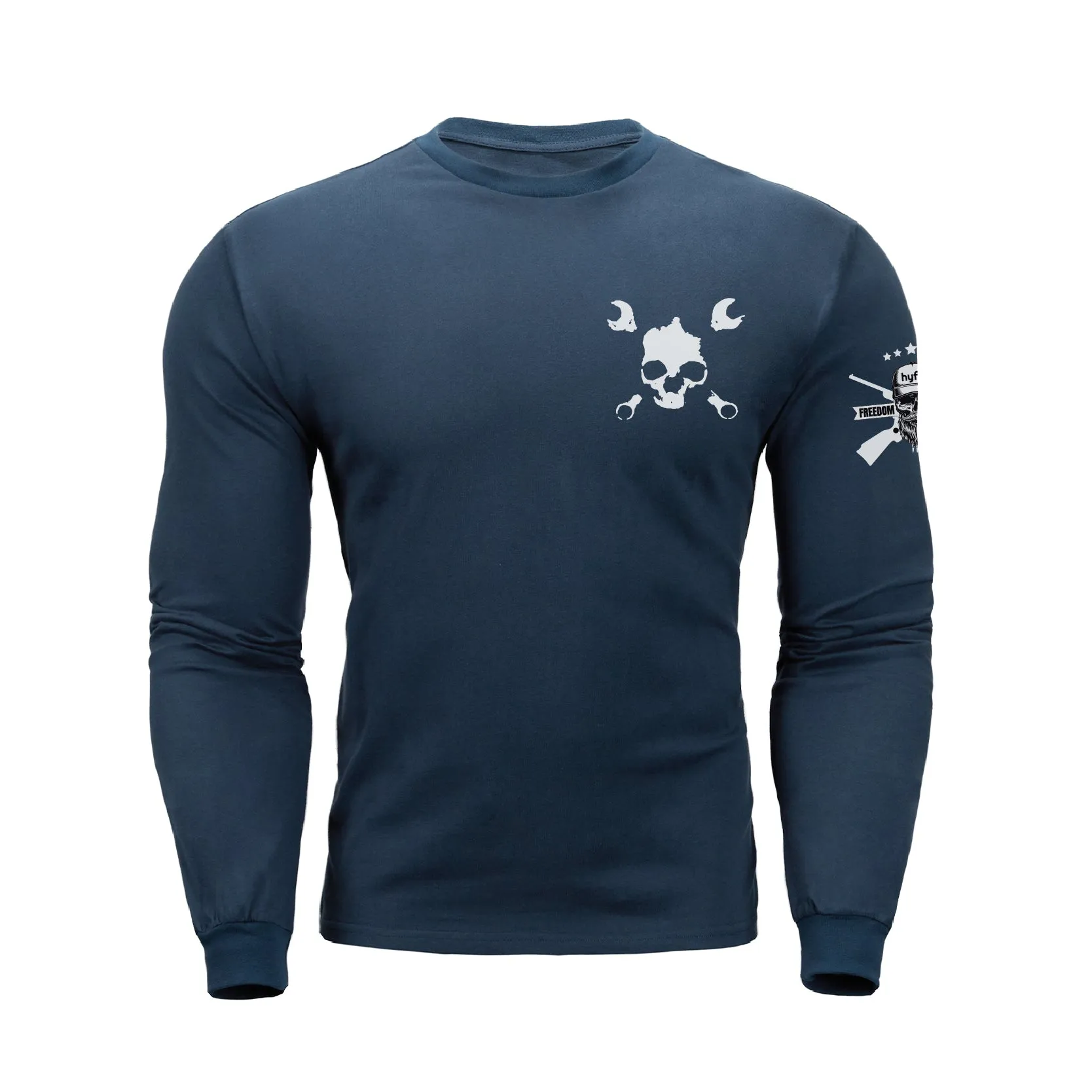 NOBODY CARES SKULL  GRAPHIC LONG SLEEVE T-SHIRT