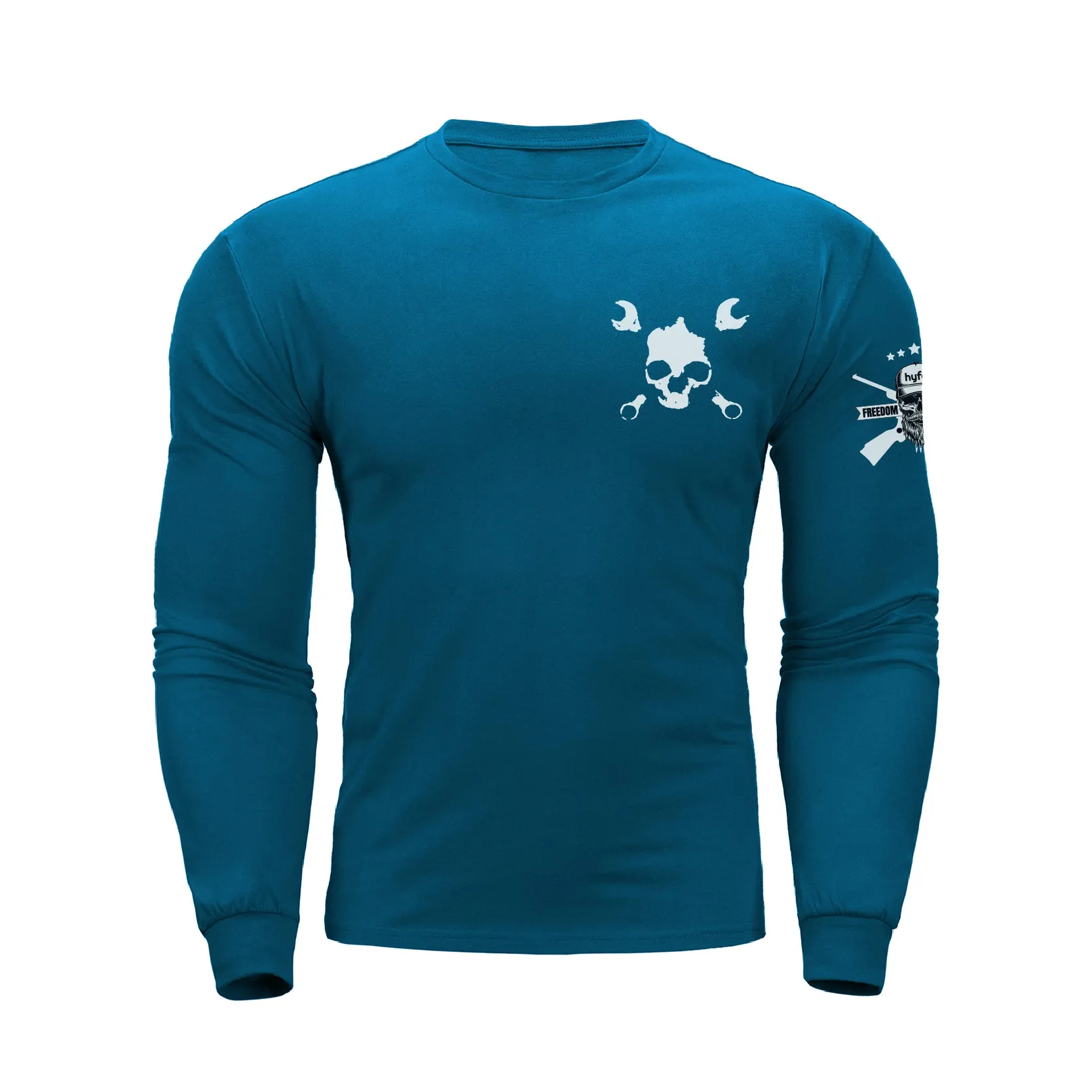 NOBODY CARES SKULL  GRAPHIC LONG SLEEVE T-SHIRT