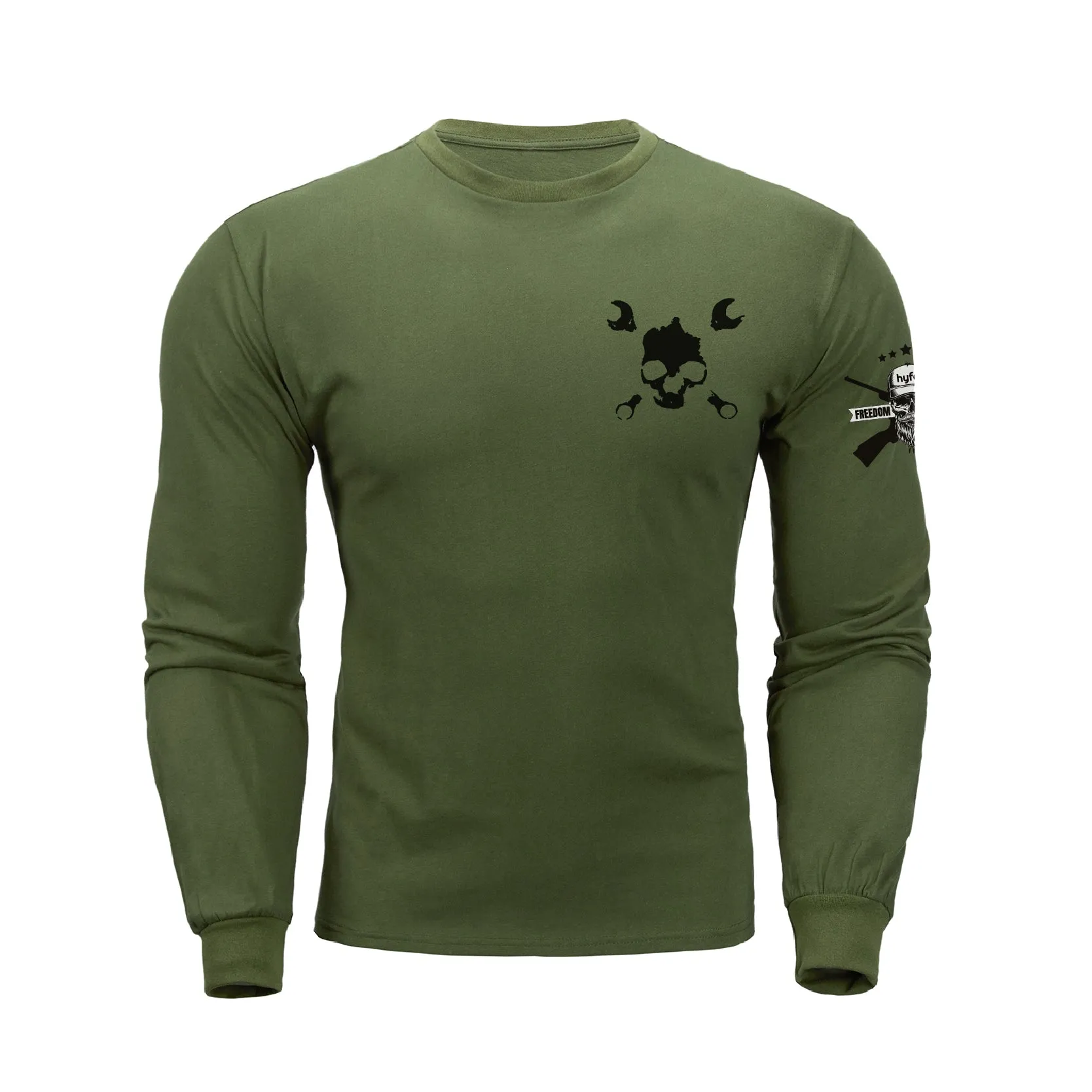 NOBODY CARES SKULL  GRAPHIC LONG SLEEVE T-SHIRT