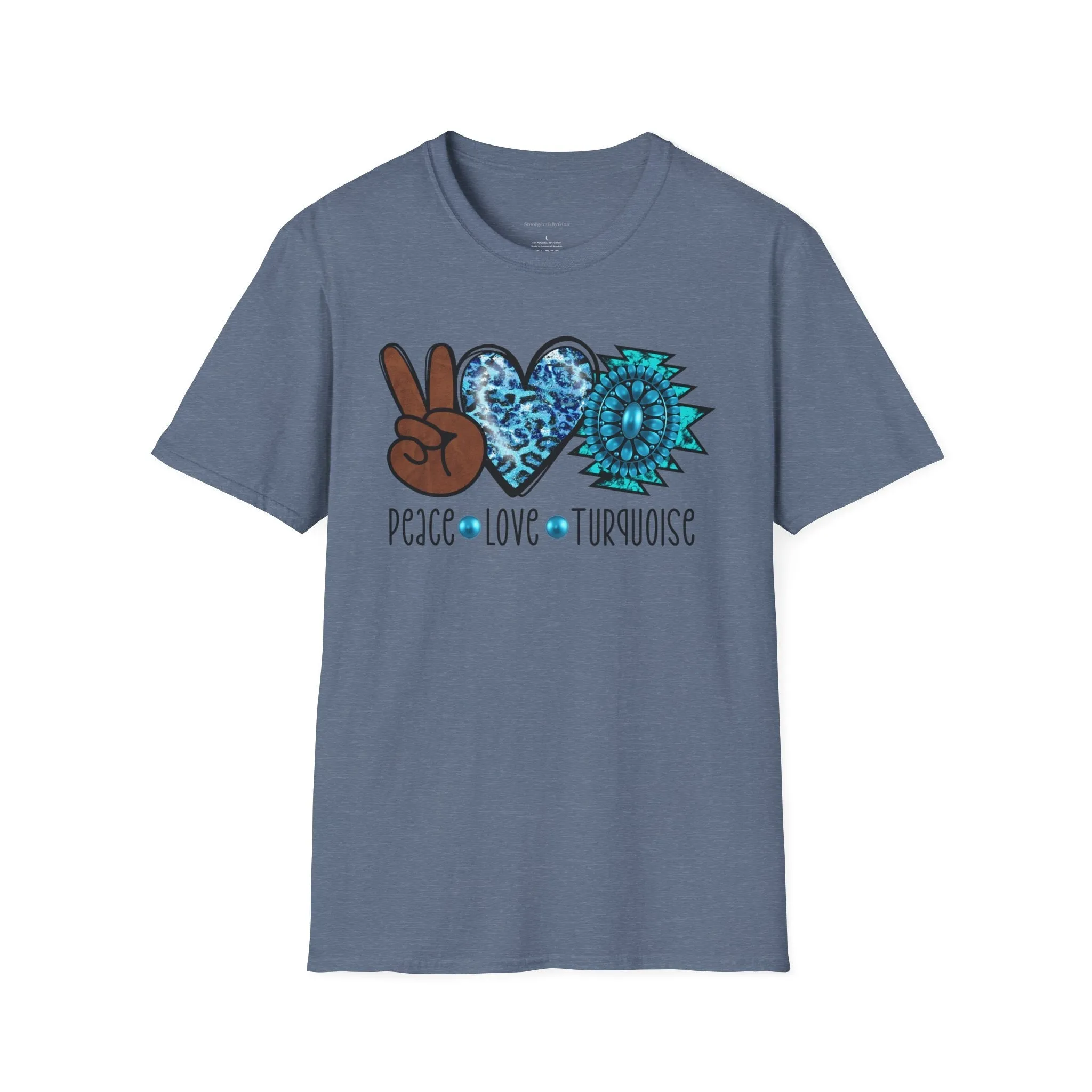 Peace, Love, Turquoise, Cowgirl Shirt, Cowgirl Tee, Rodeo, Softstyle T-Shirt