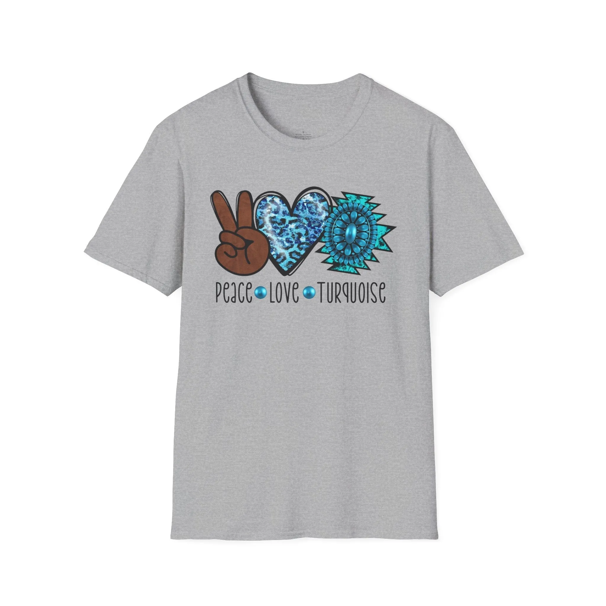 Peace, Love, Turquoise, Cowgirl Shirt, Cowgirl Tee, Rodeo, Softstyle T-Shirt