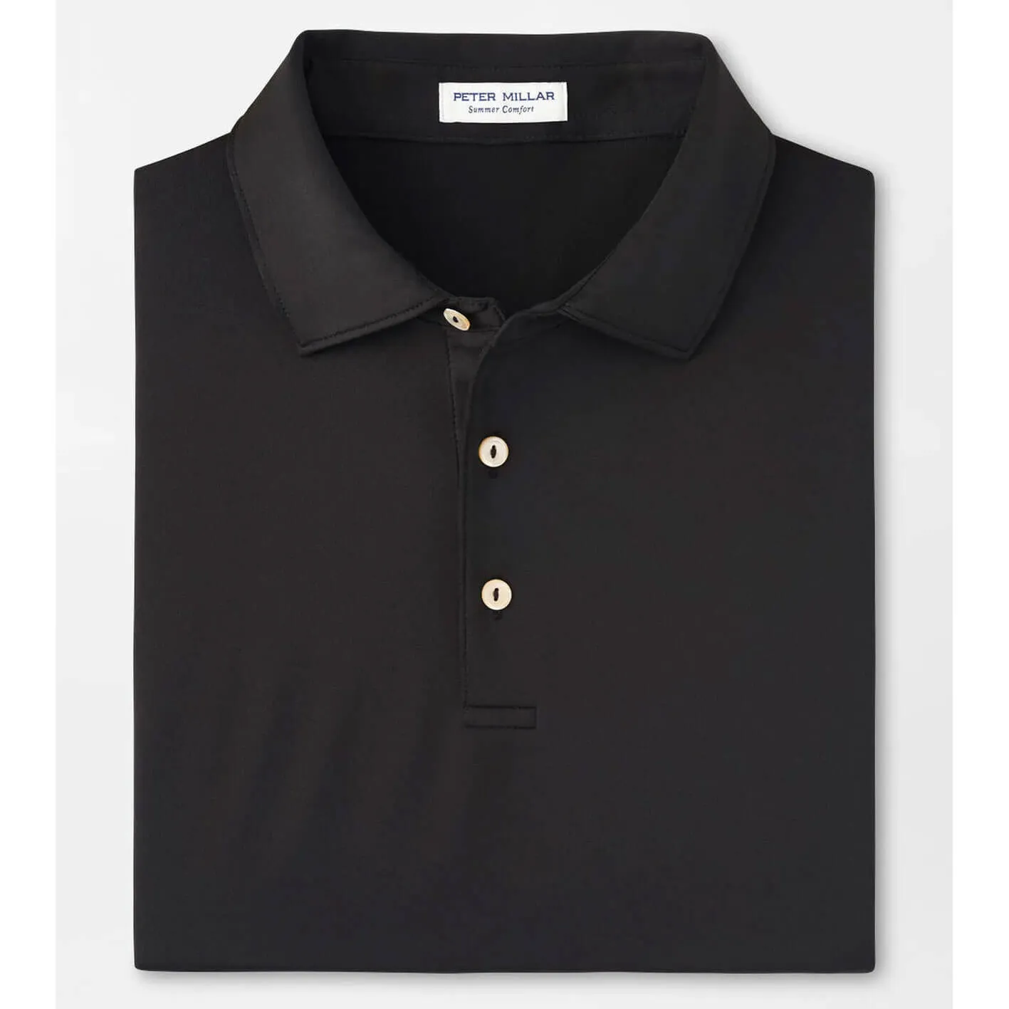 Peter Millar Solid Stretch Jersey Sean Self Collar Polo Shirt - Black*