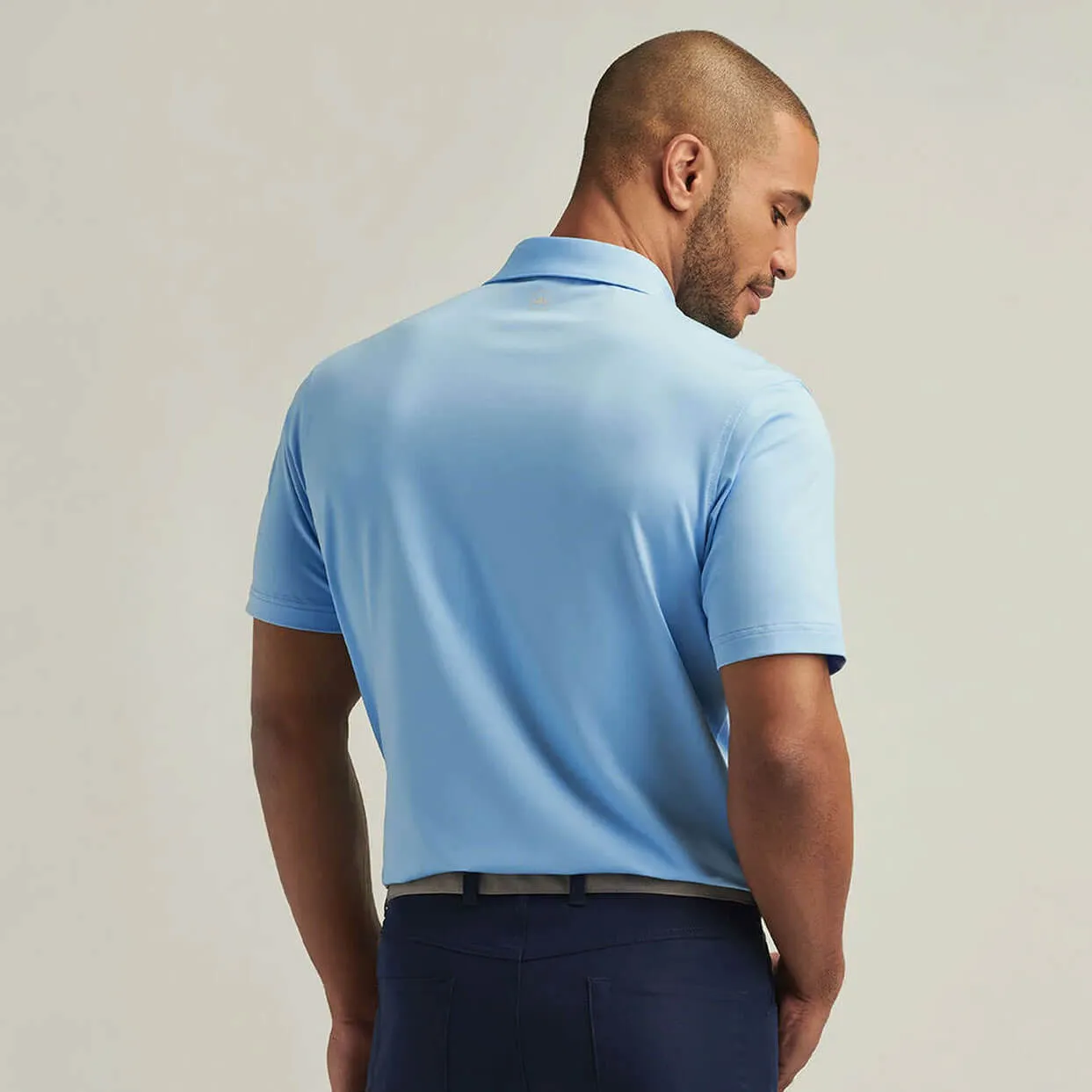 Peter Millar Solid Stretch Jersey Sean Self Collar Polo Shirt - Cottage Blue*