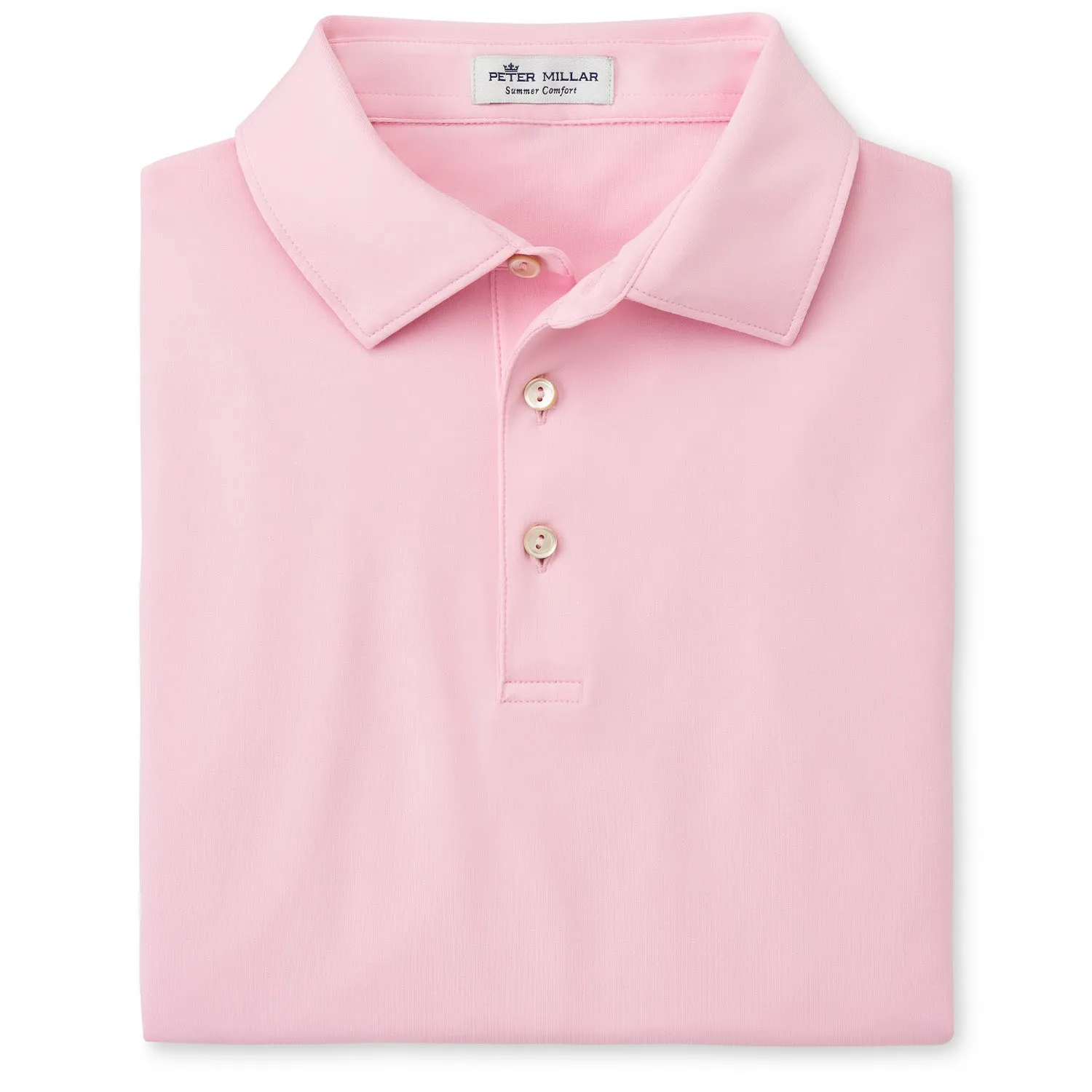 Peter Millar Solid Stretch Jersey Sean Self Collar Polo Shirt - Palmer Pink
