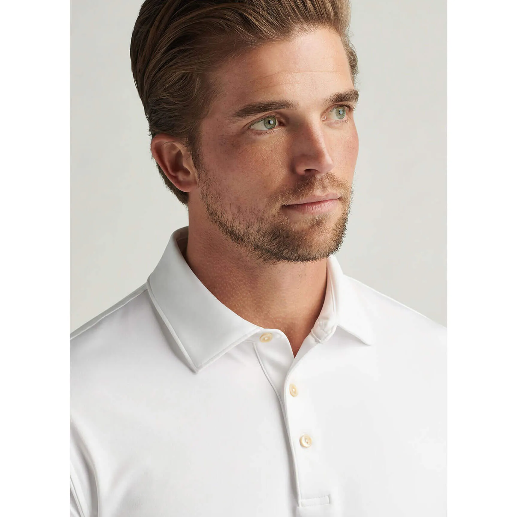 Peter Millar Solid Stretch Jersey Sean Self Collar Polo Shirt - White*