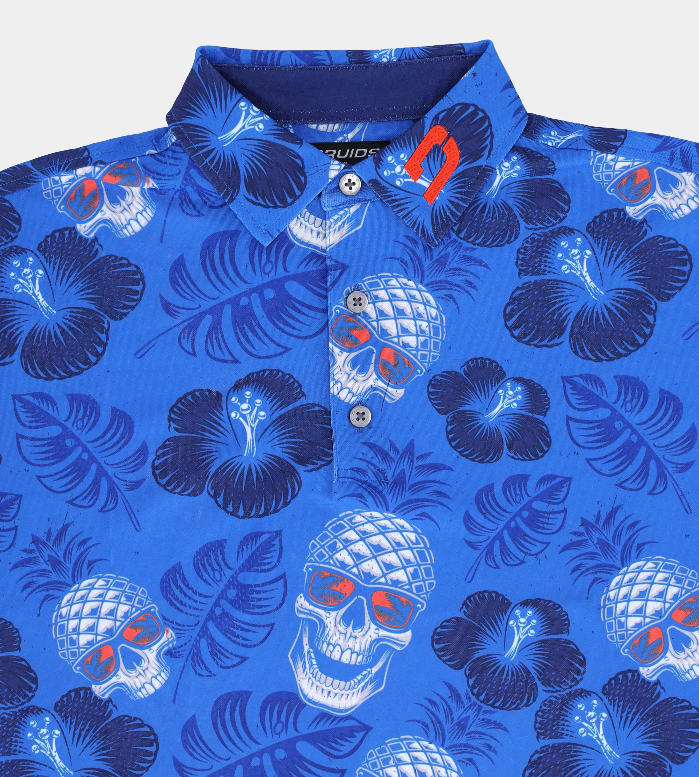 PINEAPPLE SKULLZ POLO - BLUE / ORANGE