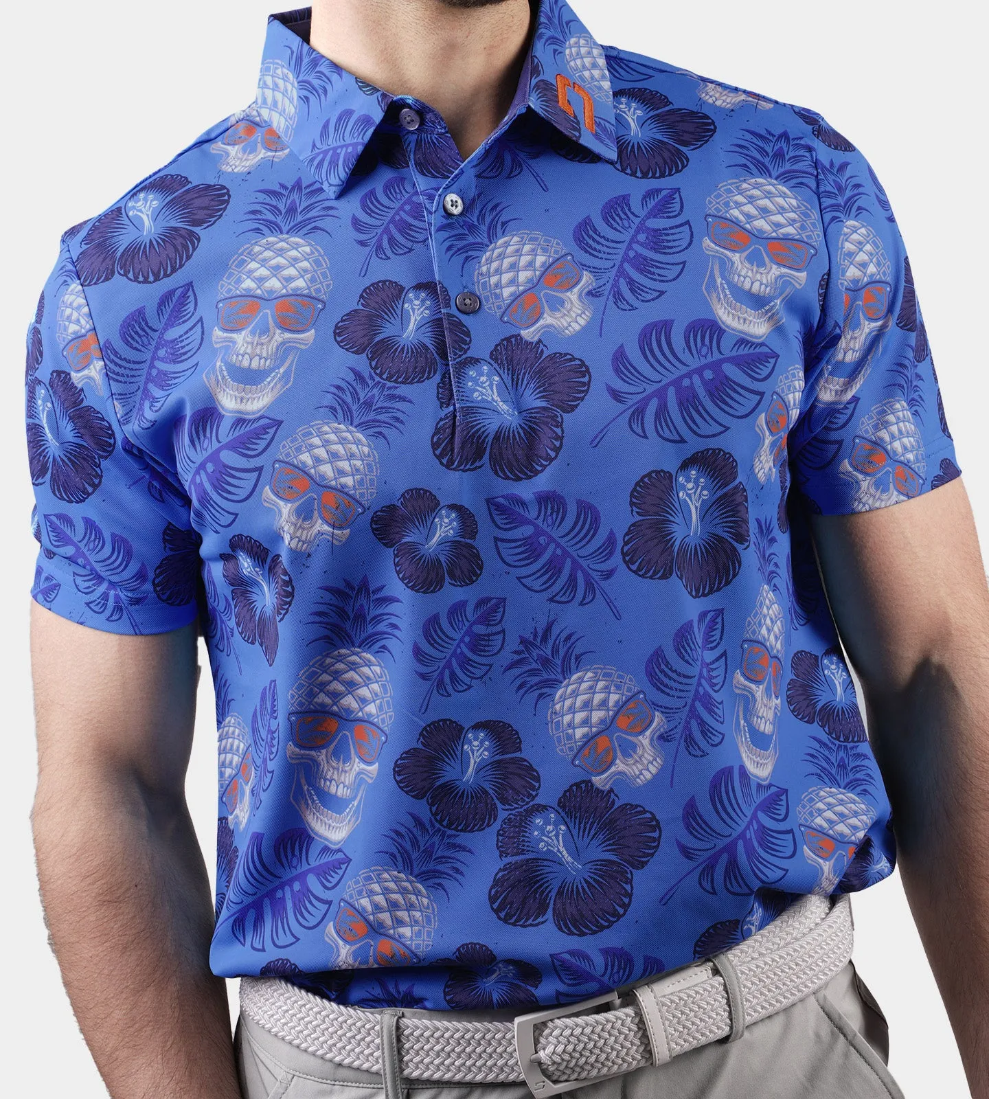 PINEAPPLE SKULLZ POLO - BLUE / ORANGE