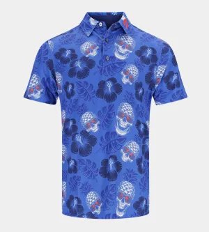 PINEAPPLE SKULLZ POLO - BLUE / ORANGE