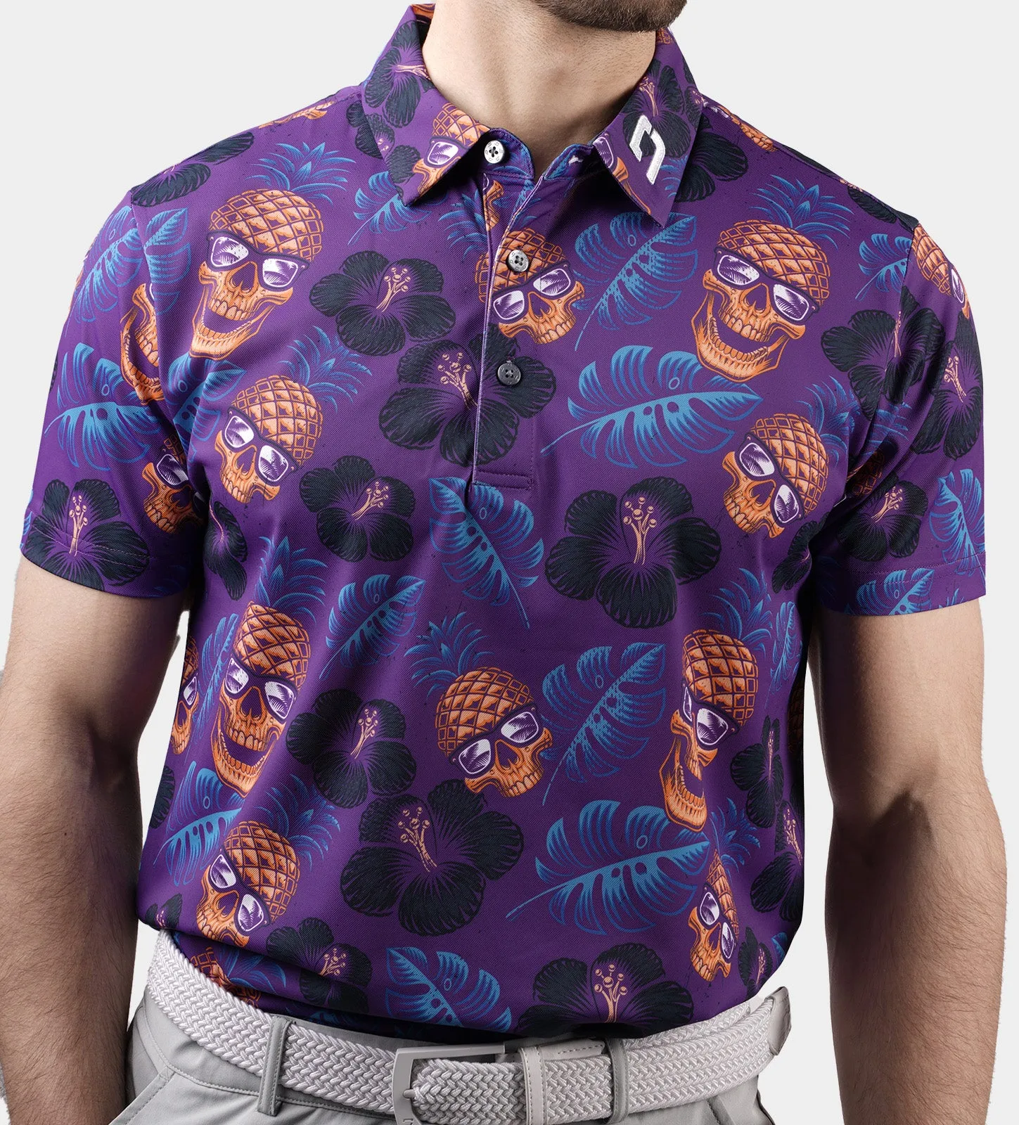 PINEAPPLE SKULLZ POLO - PURPLE