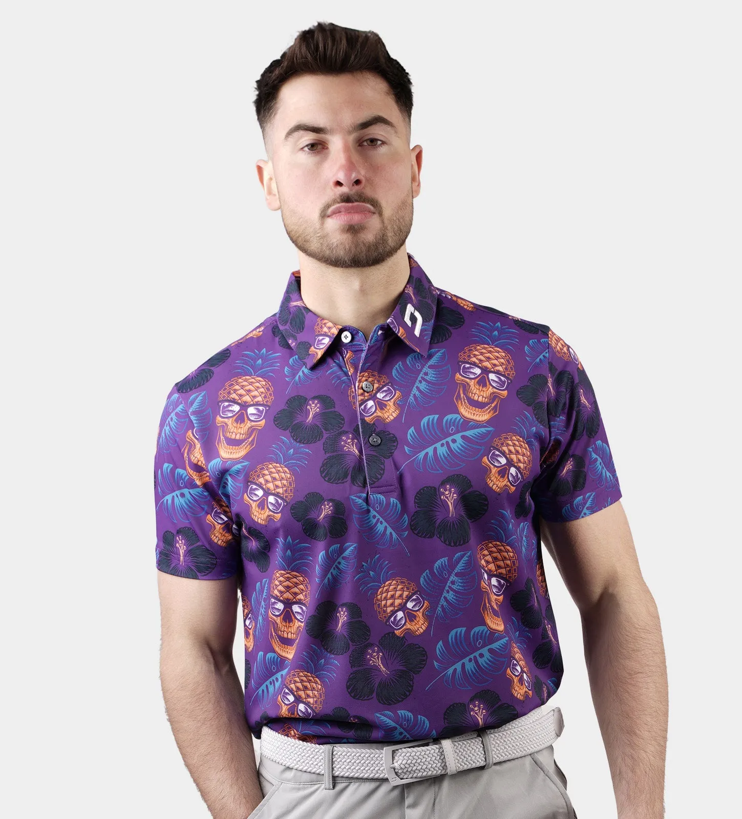 PINEAPPLE SKULLZ POLO - PURPLE