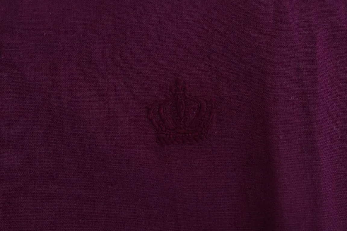 Pink Linen Cotton Oversize Crewneck T-Shirt
