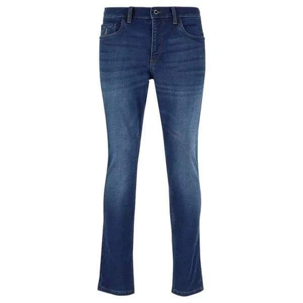 Polo Knitted Slim Leg Denim Medium Wash