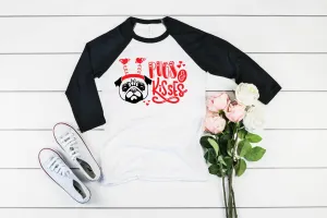 Pugs And Kisses Valentines Shirt | Unisex Raglan