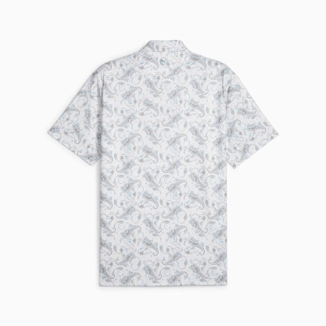 Puma Men's Cloudspun Paisley Polo (White Glow & Zen Blue)