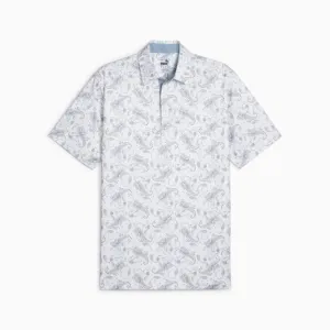 Puma Men's Cloudspun Paisley Polo (White Glow & Zen Blue)