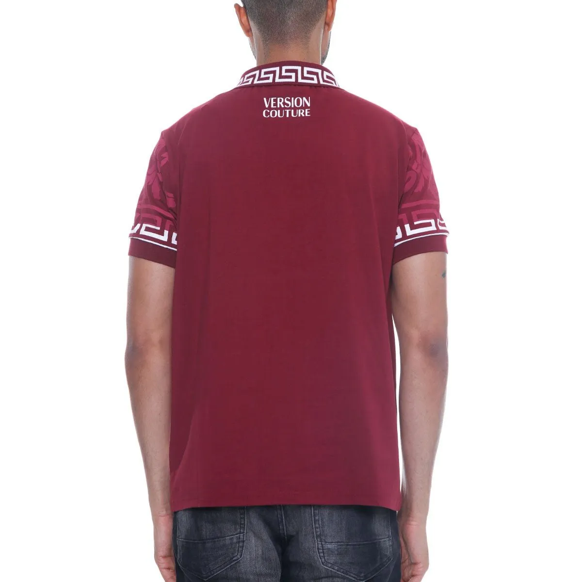 Red Italian Print Polo Shirt