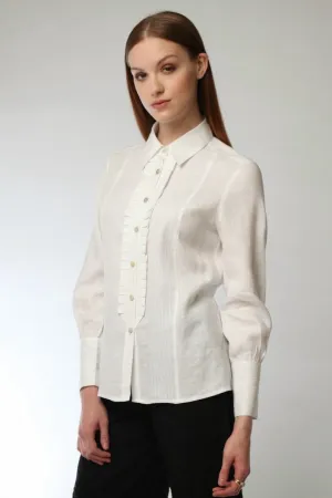 Ruffled Button Down Shirt  Style # 7569