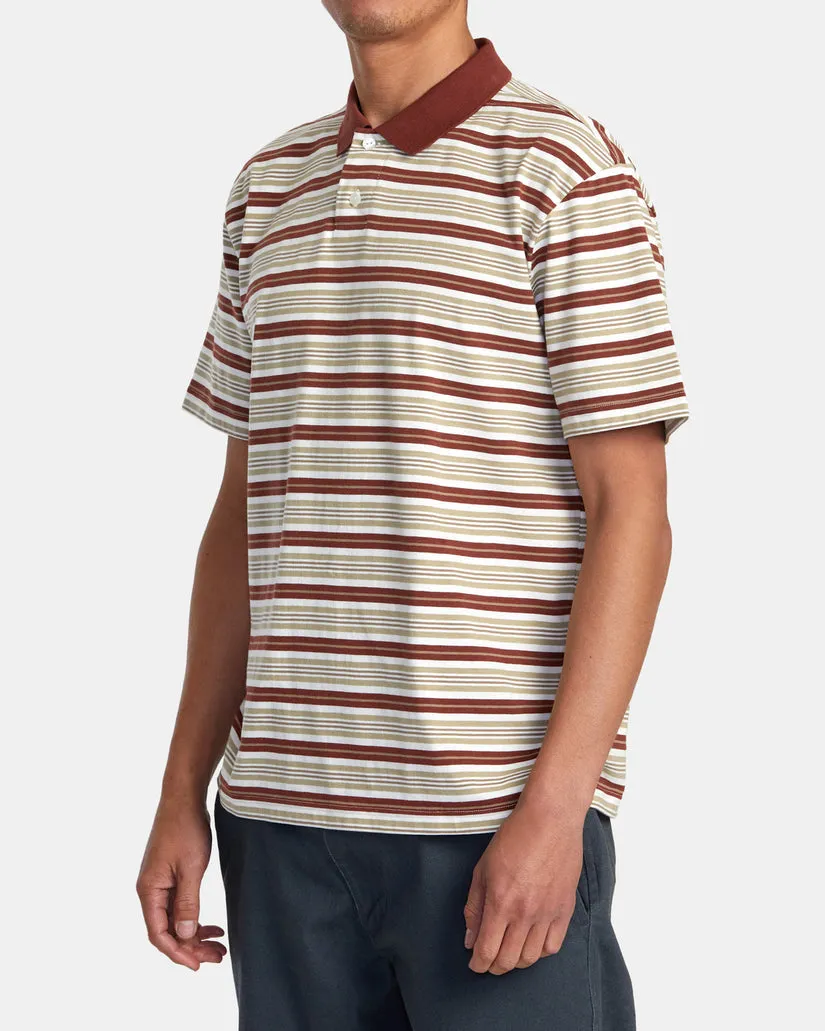 RVCA Mens Uptown Stripe Polo Short Sleeve Polo Shirt