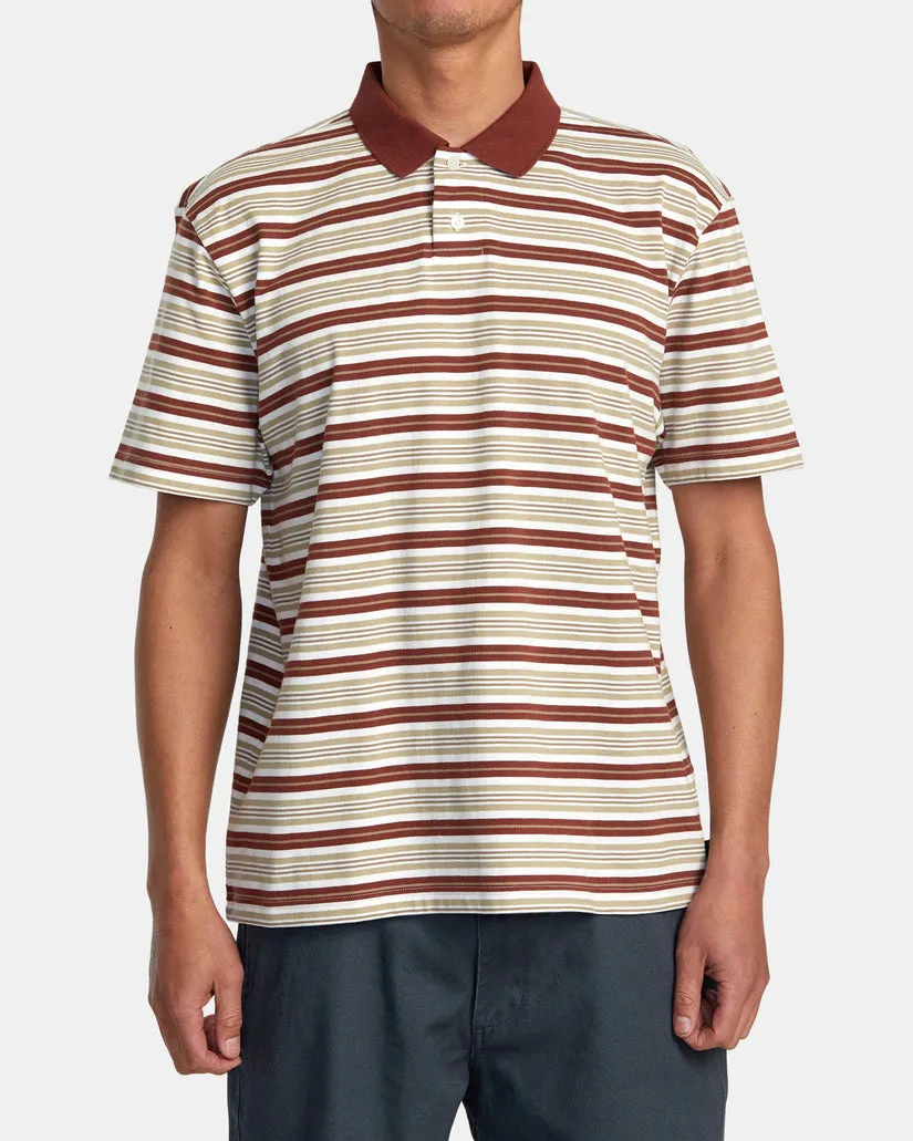 RVCA Mens Uptown Stripe Polo Short Sleeve Polo Shirt