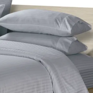 Simon Baker 250 Thread Count Egyptian Cotton Stripe Sheet Set Silver