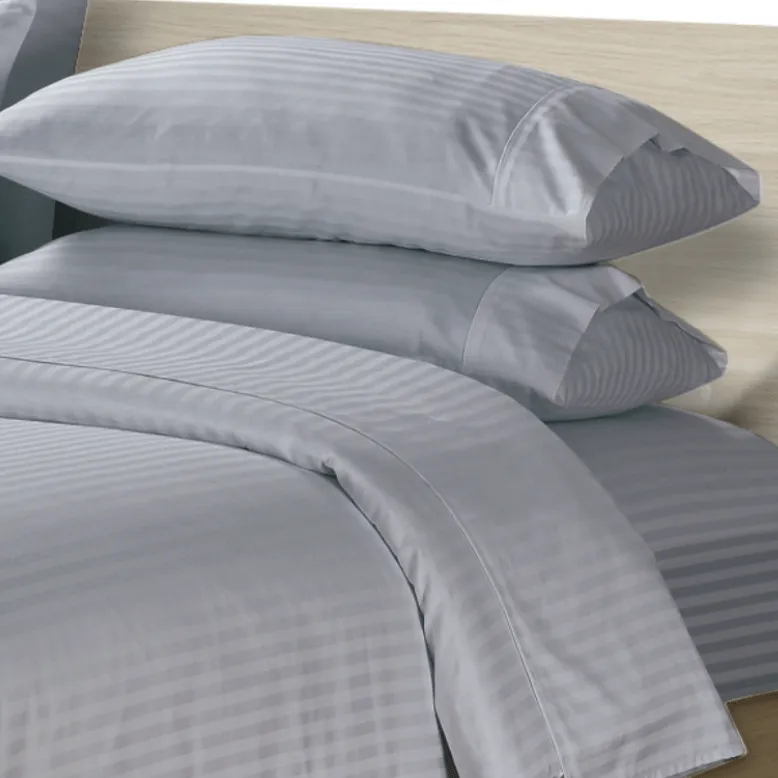 Simon Baker 250 Thread Count Egyptian Cotton Stripe Sheet Set Silver
