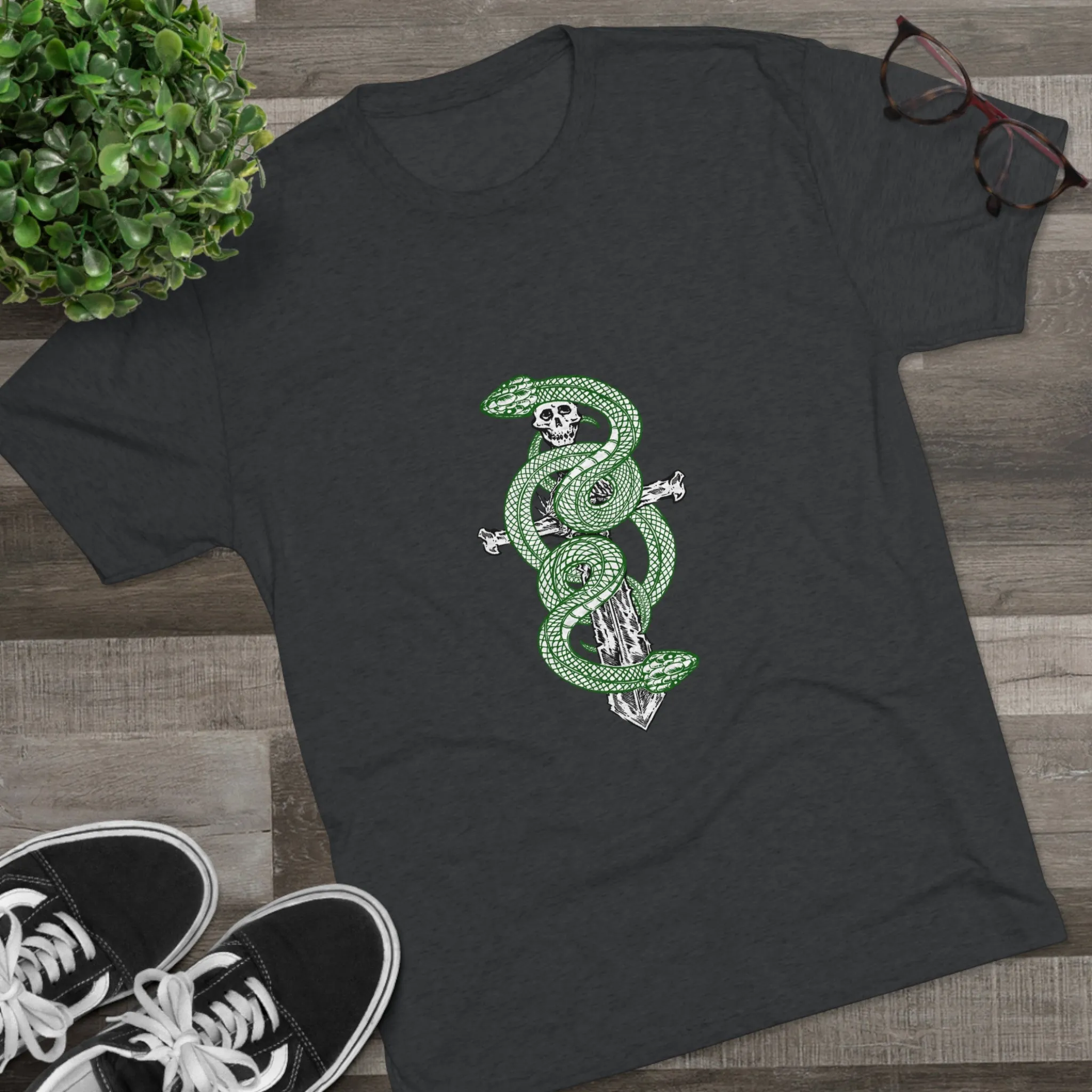 Snake On Sword Unisex Tri-Blend Crew Tee