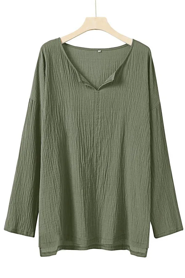 Solid Color Cotton And Linen Chang T-shirt