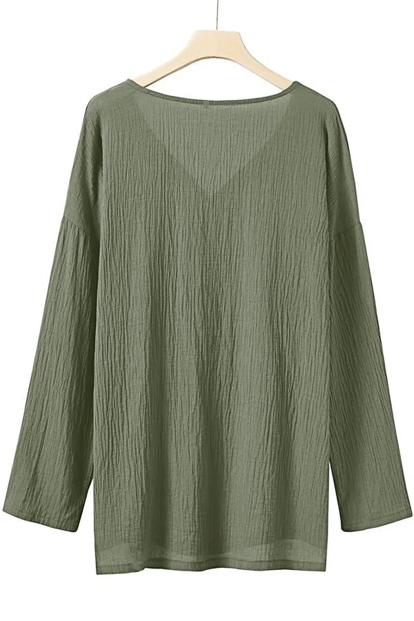 Solid Color Cotton And Linen Chang T-shirt