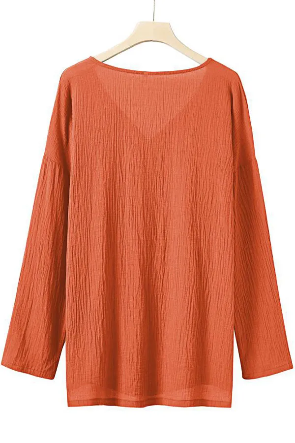 Solid Color Cotton And Linen Chang T-shirt