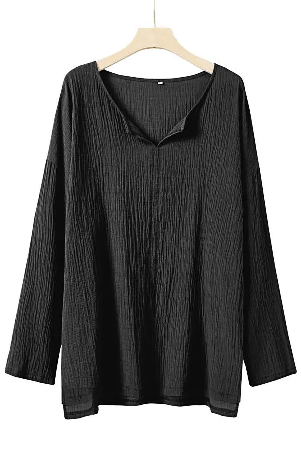 Solid Color Cotton And Linen Chang T-shirt