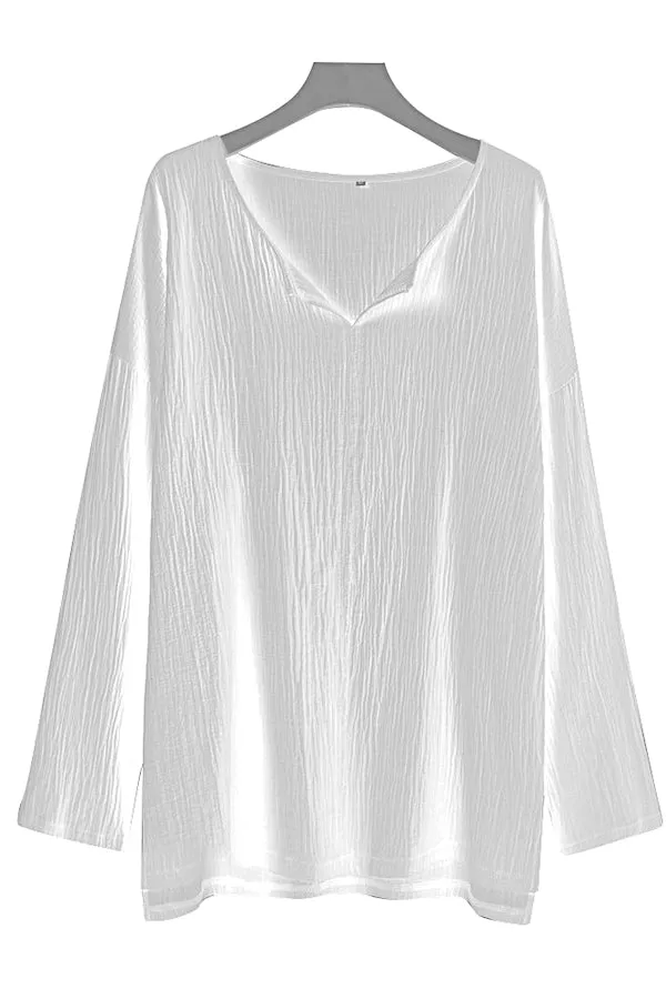 Solid Color Cotton And Linen Chang T-shirt