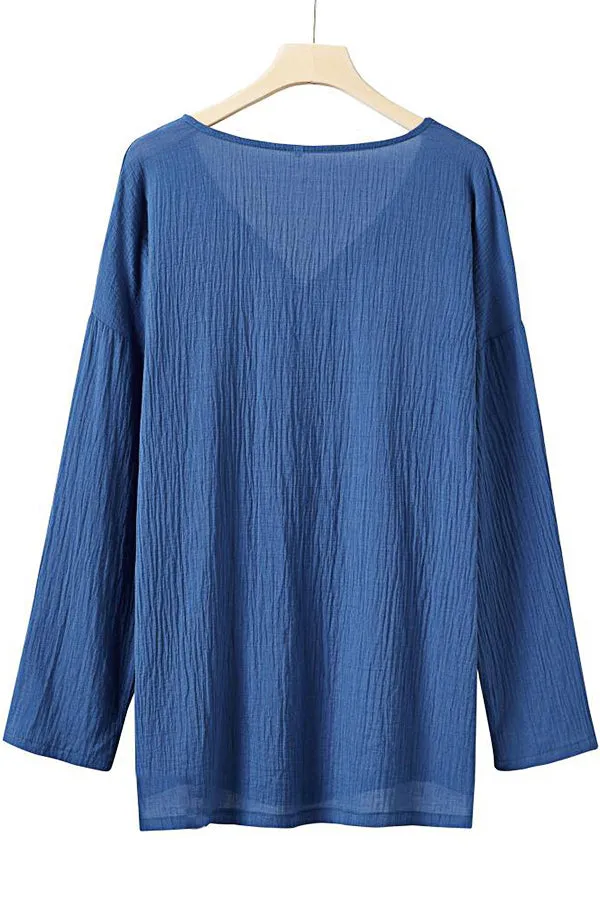 Solid Color Cotton And Linen Chang T-shirt