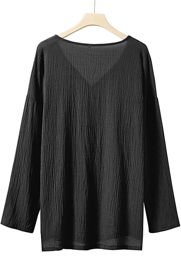 Solid Color Cotton And Linen Chang T-shirt