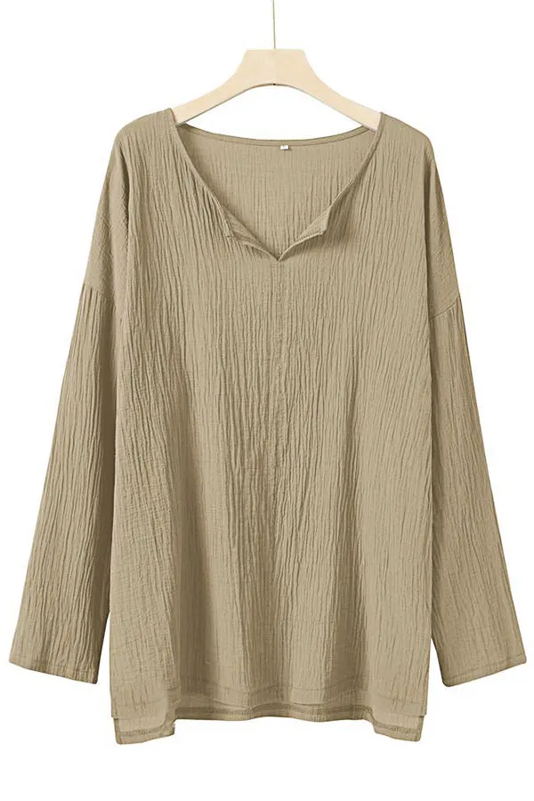 Solid Color Cotton And Linen Chang T-shirt