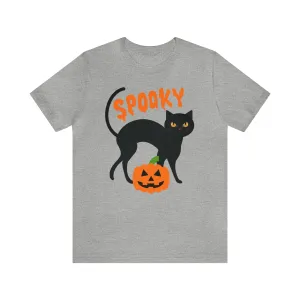 Spooky Black Cat T-Shirt | Creepy Jack-o'-Lantern Tee |  Bella Canvas 3001Unisex | Haunted Short Sleeve Tshirt