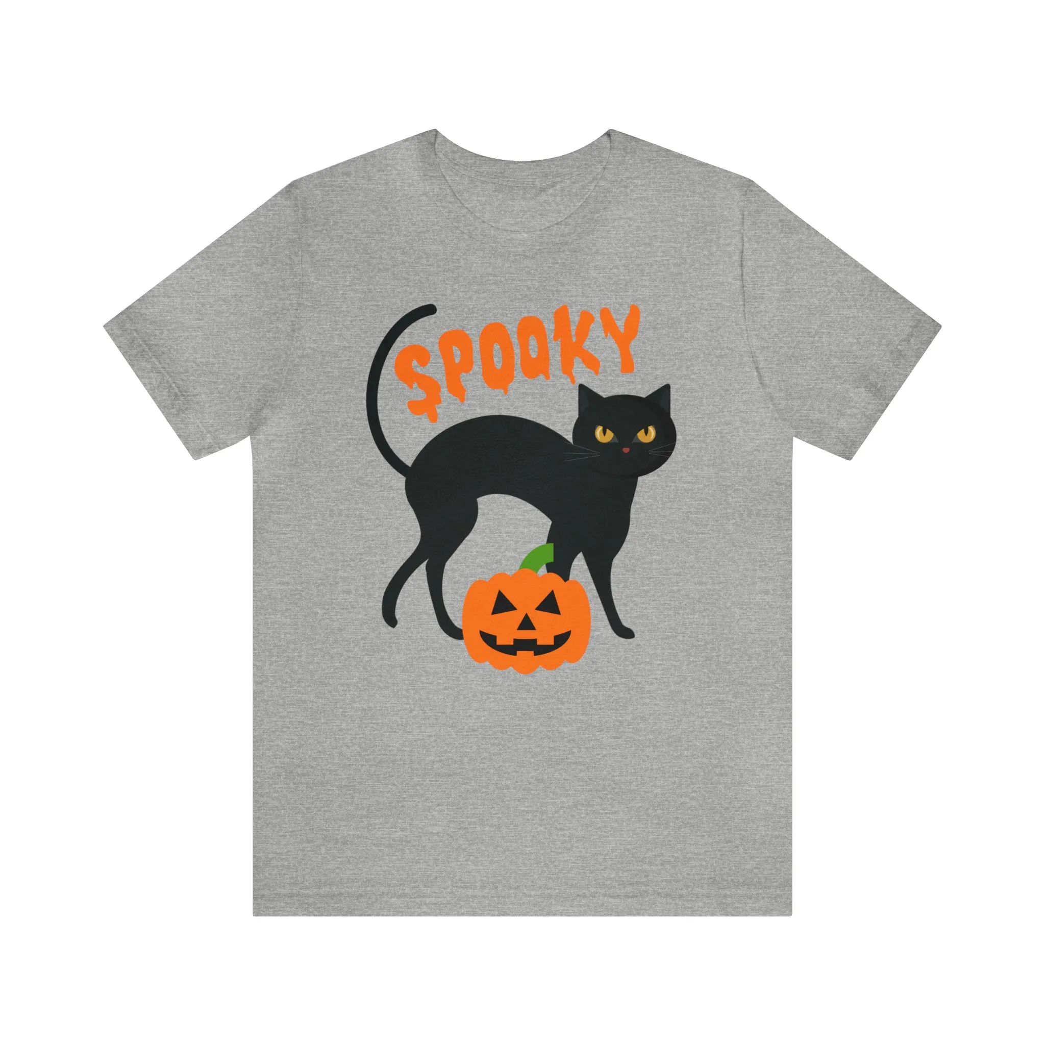 Spooky Black Cat T-Shirt | Creepy Jack-o'-Lantern Tee |  Bella Canvas 3001Unisex | Haunted Short Sleeve Tshirt