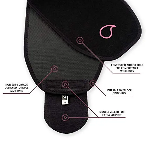 Sports Research Sweet Sweat Premium Waist Trimmer (Pink Logo) for Men & Women ~ Includes Free Sample of Sweet Sweat Gel! (SM: 8" Width x 35" Length)