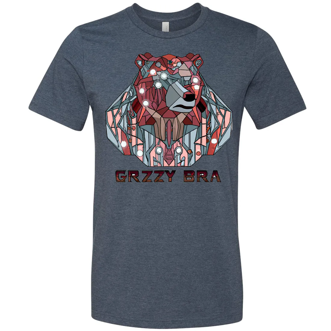 Stained Glass Cyborg Grizzly Bear GRZZY BRA Asst Colors Mens Lightweight Fitted T-Shirt/tee