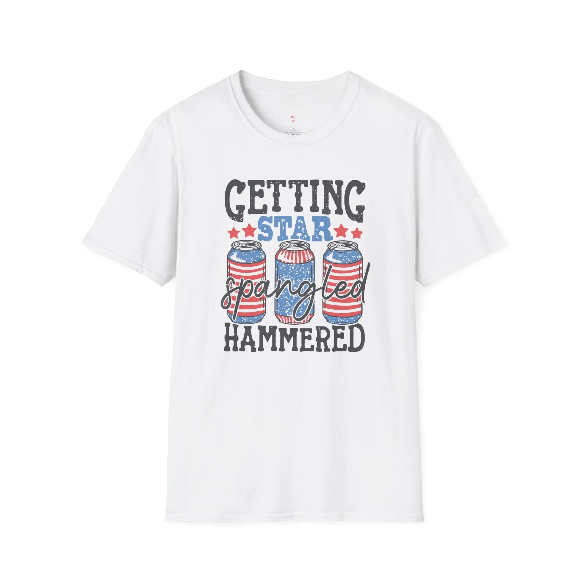 Star Spangled Hammered Tee, 4th of July, Drinking Tee, Softstyle T-Shirt