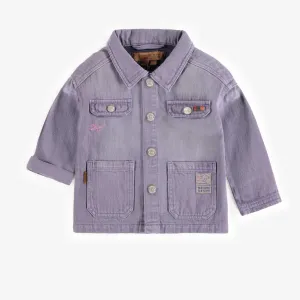 Surchemise mauve en denim sergé coloré souple, bébé || Purple colored denim shirt, baby