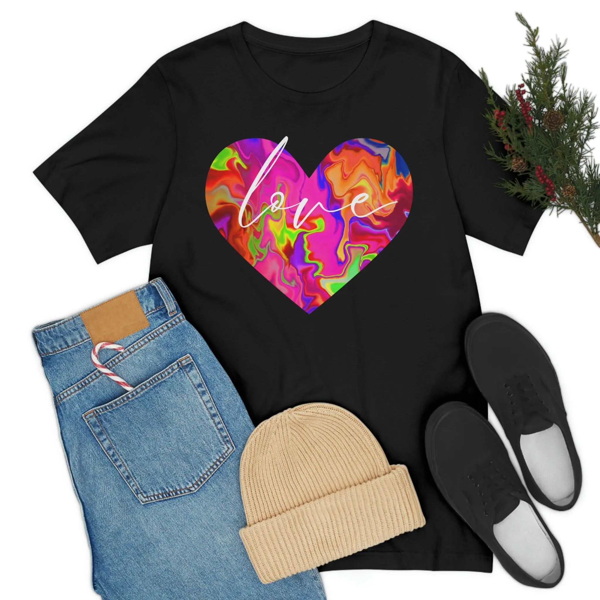 Swirl Heart Script Love Short Sleeve T-Shirt