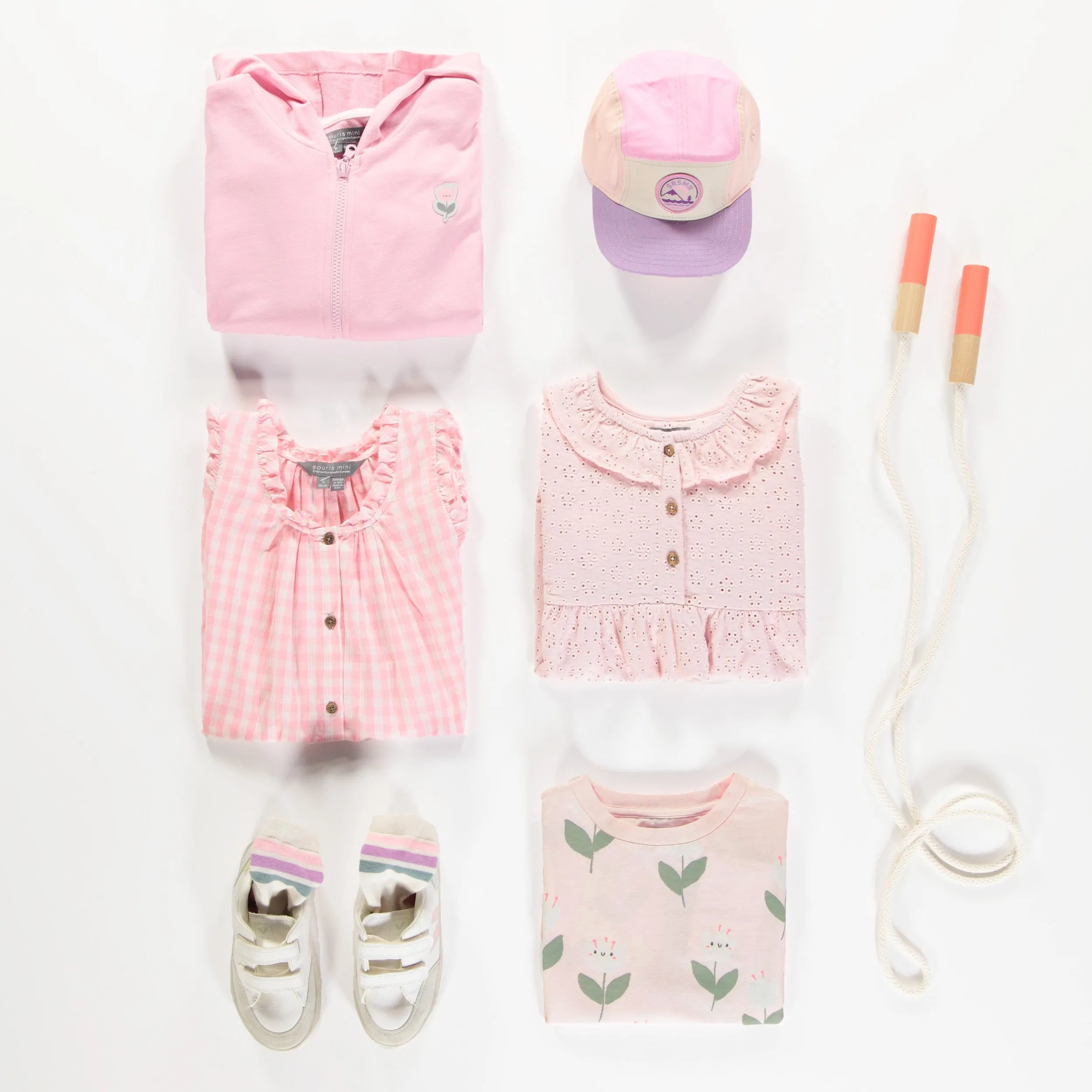 T-shirt ample rose à motifs de jolies tulipes en jersey extensible, enfant || Loose-fitting pink t-shirt with tulip all over print in stretch jersey, child