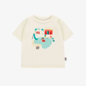T-shirt crème avec illustration, bébé || Cream T-shirt with illustration, baby