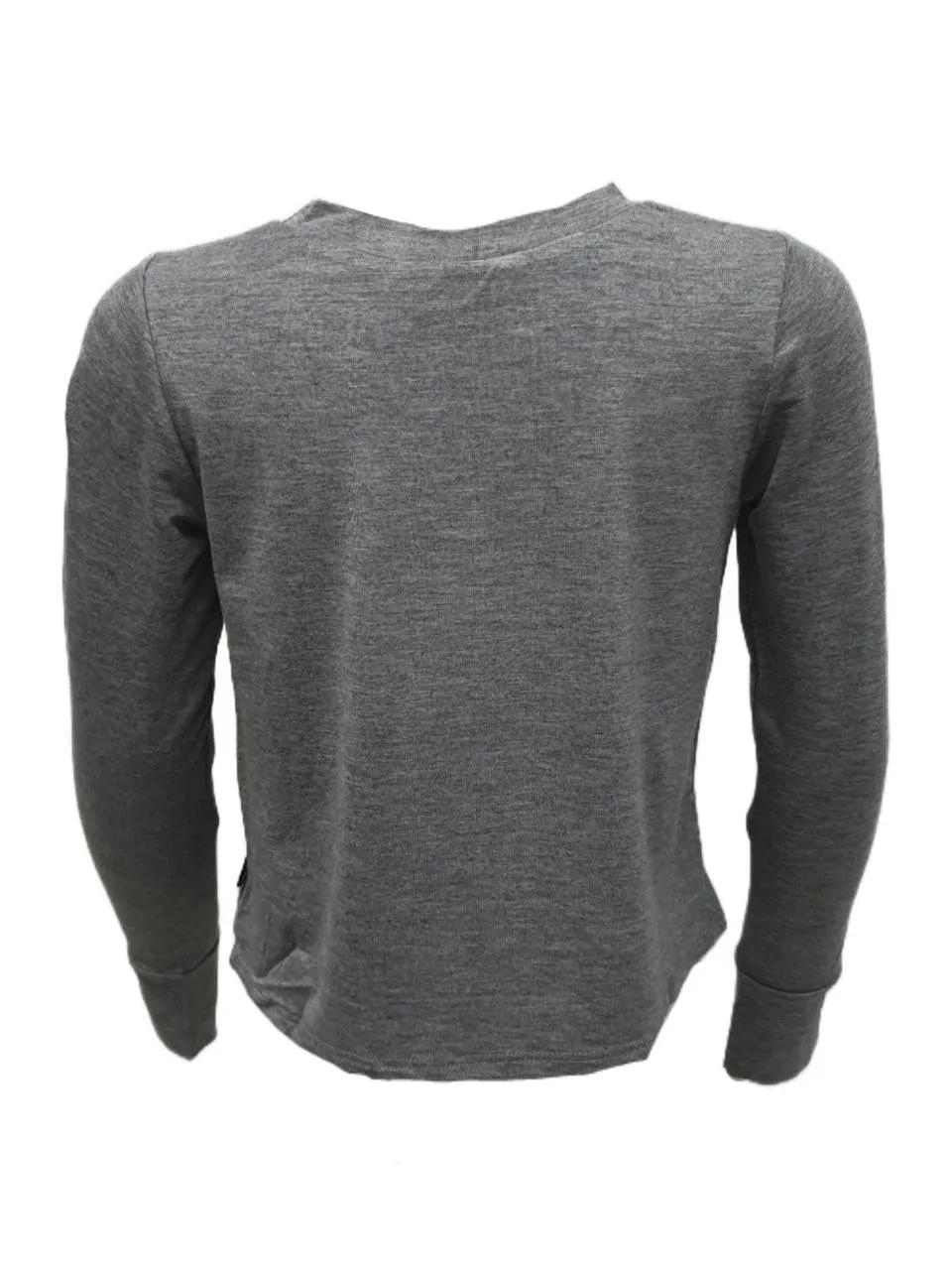 TEREZ Girl's Grey Stretchy Round Neck Long Sleeve Shirt #14348026 NWT