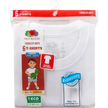 Toddler Boys Cotton Crew Nect T shirt 6 pack
