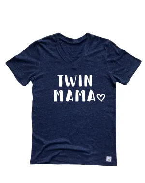 Twin Mama Shirt  - Twin Mom Shirt - Mom of Twins Shirt - Unisex Tri-Blend V-Neck T-Shirt